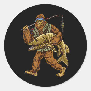 Muskie Fishing Bigfoot Musky Hunting Fishermen 1  Classic Round Sticker