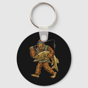 Muskie Fishing Bigfoot Musky Hunting Fishermen Key Ring