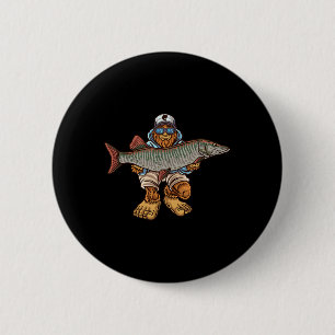 Muskie Fishing Tiger Musky Hunting Bigfoot Fisherm 6 Cm Round Badge