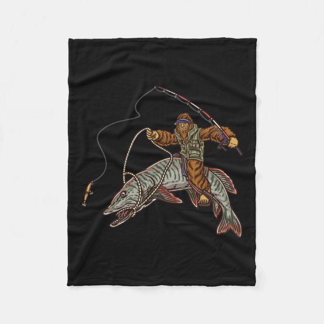 Muskie Fishing Tiger Musky Hunting Bigfoot Fisherm Fleece Blanket (Front)