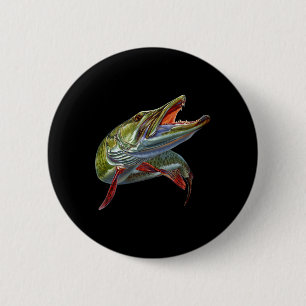 Muskie Hunter Musky Fisherman Lure Fly Fishing Nov 6 Cm Round Badge