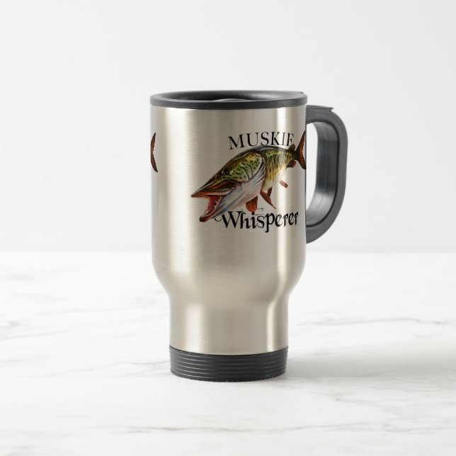 Muskie Whisperer Travel Mug (Front Right)