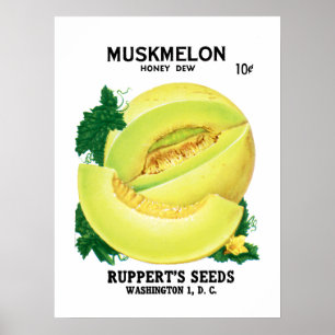 Muskmelon Seed Packet Label Poster