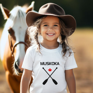 Muskoka Canada Crossed Paddle Oars Maple Leaf T-Shirt