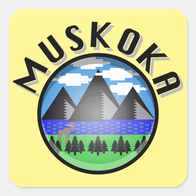 Muskoka Design (Version 2) - Beach Towel Square Sticker (Front)