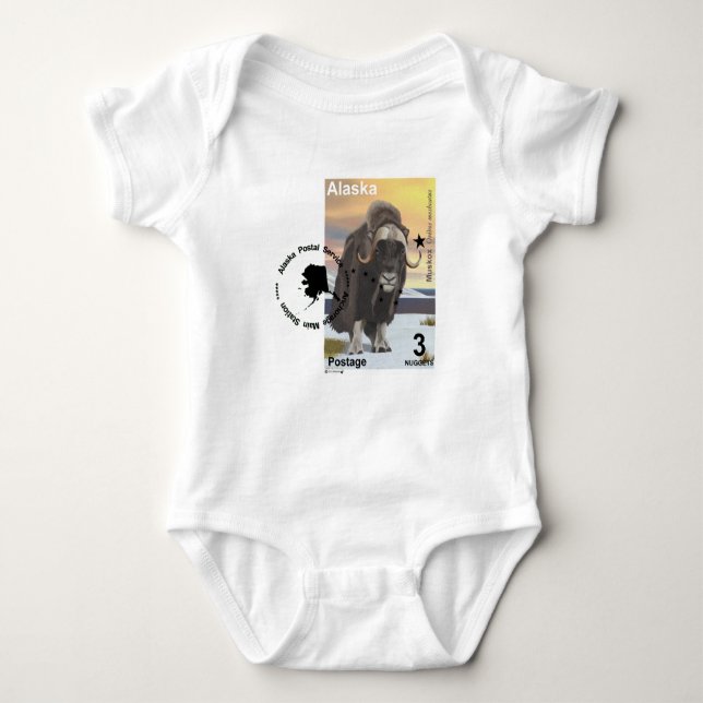 Muskox Stamp Souvenir Baby Bodysuit (Front)