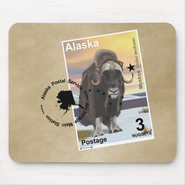 Muskox Stamp Souvenir Mouse Pad (Front)