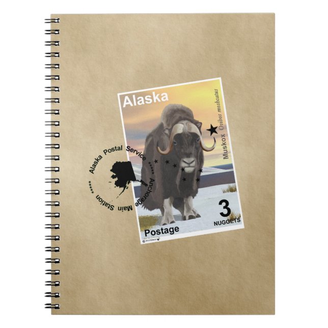 Muskox Stamp Souvenir Spiral Notebook (Front)