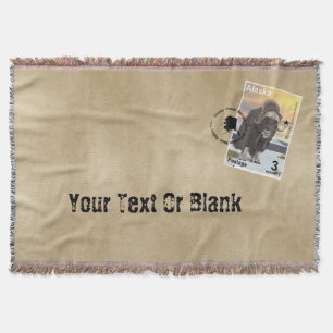 Muskox Stamp Souvenir Throw Blanket