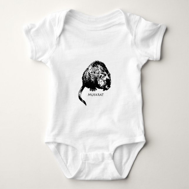 Muskrat (illustration) baby bodysuit (Front)