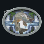 Musky Belt Buckle<br><div class="desc">A big musky splashing out of the water. A fisherman's dream</div>