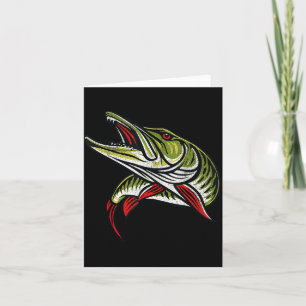 Musky fish and muskie fishing vintage lure fly card