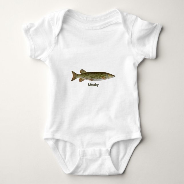 Musky (muskellunge) baby bodysuit (Front)