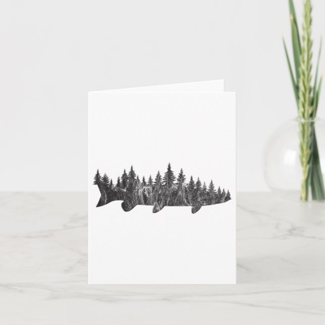 Musky Pine Forest Treeline - Outdoor Fishing Angle Card (Front)
