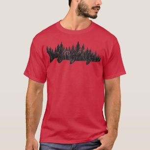 Musky Pine Forest Treeline Outdoor Fishing Angler T-Shirt