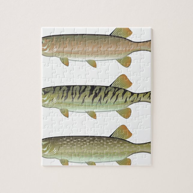 Musky Tiger musky and Northern Pike vector Jigsaw Puzzle (Vertical)