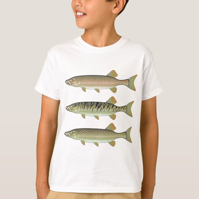 Musky Tiger musky and Northern Pike vector T-Shirt (Front)