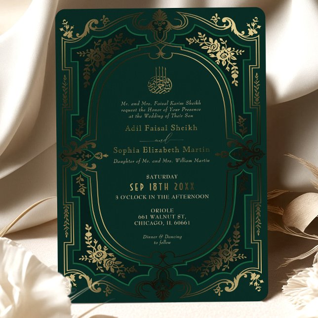 Muslim Emerald Elegance Gold Foil Wedding (Creator Uploaded)