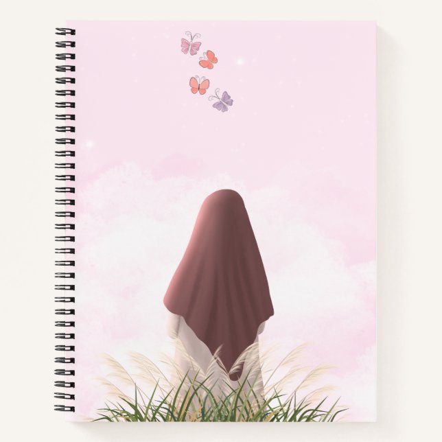 Muslim Girl Spiral Notebook – Pastel Islamic Art w (Front)