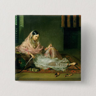 Muslim Lady Reclining, 1789 (oil on canvas) 15 Cm Square Badge