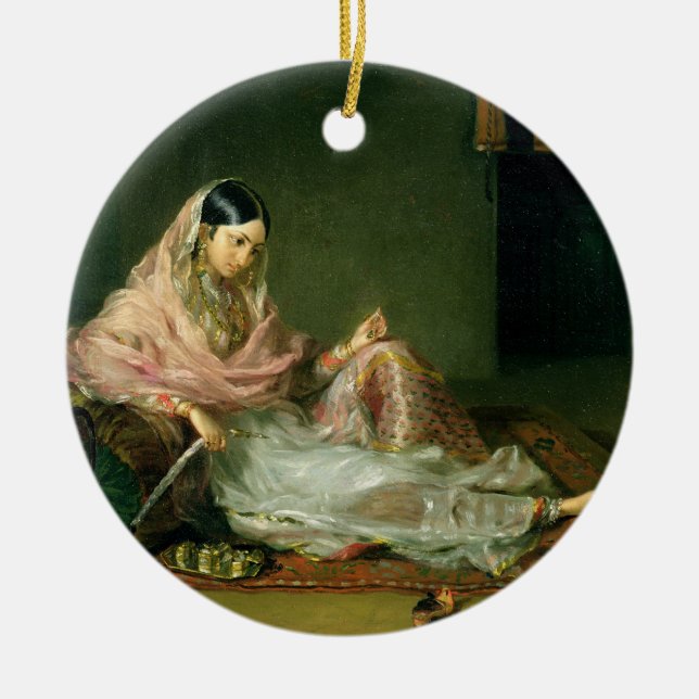 Muslim Lady Reclining, 1789 (oil on canvas) Ceramic Tree Decoration (Front)