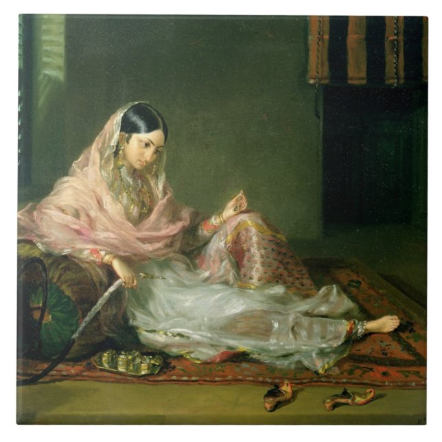 Muslim Lady Reclining, 1789 (oil on canvas) Tile (Front)