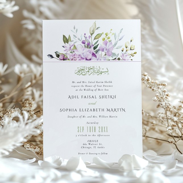 Muslim Lilac Islamic Wedding Invitation (Creator Uploaded)