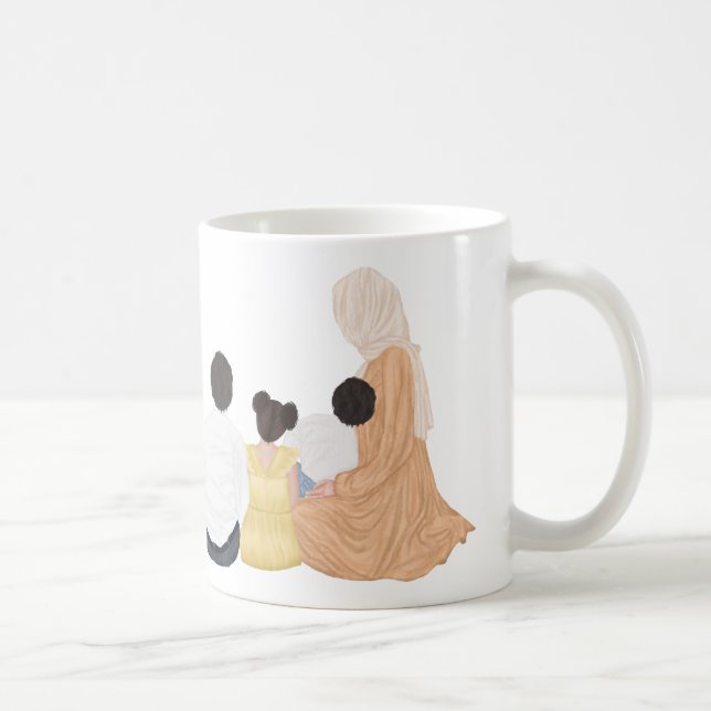 Muslim Mum with 2 sons and 1 daughter Personalised Coffee Mug (Right)