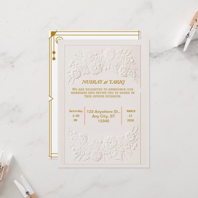 Muslim Nikah Islamic Wedding Invitation (Front/Back In Situ)