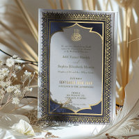 Muslim Ornamental Gold Blue Islamic Foil Wedding