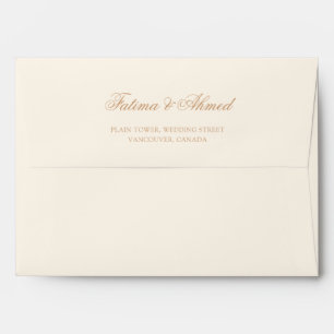 Muslim Wedding Cream Gold Return Address Envelope