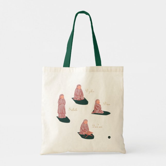 Muslimah Salah, Dzikr, Dua, Qur'an  Tote Bag (Back)