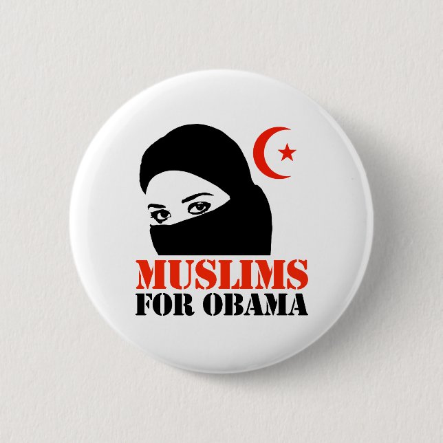 MUSLIMS FOR OBAMA 6 CM ROUND BADGE (Front)