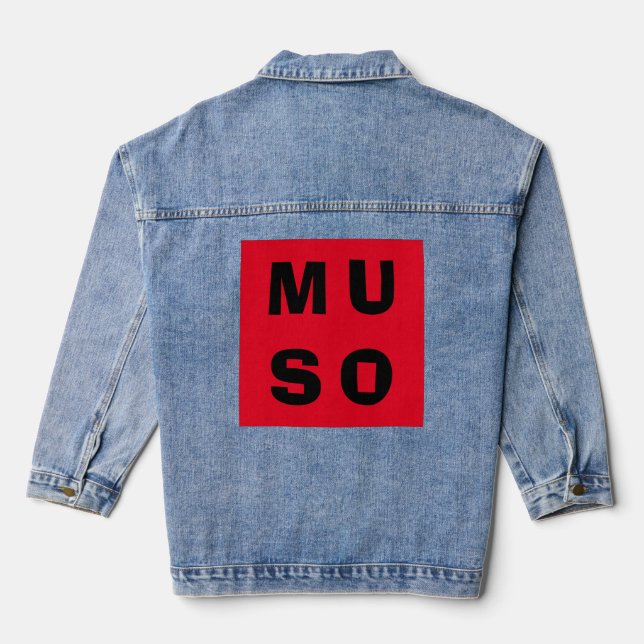 Muso Minimalist Red Cool Musician Denim Jacket (Back)