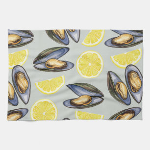 Mussels and Lemons by Natasha Us   Tea Towel