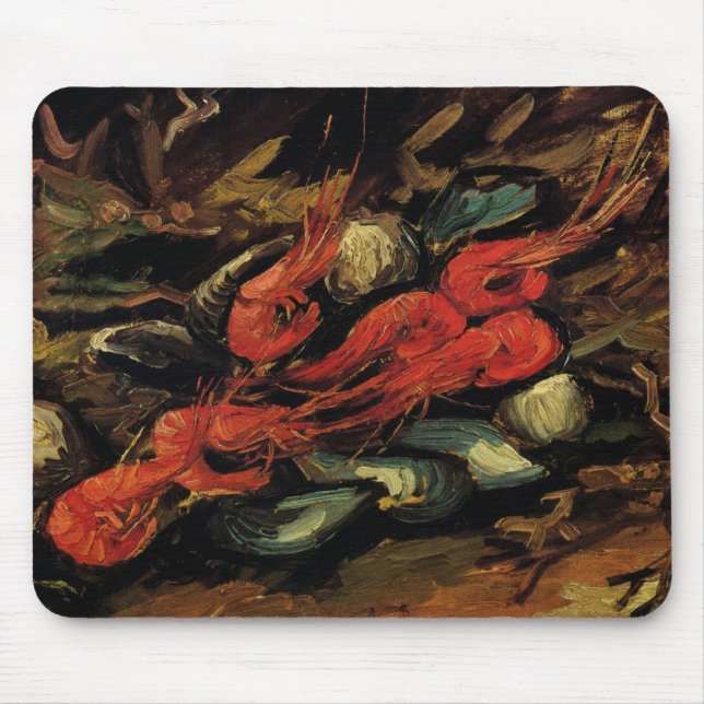 Mussels and Shrimp by Vincent van Gogh Mouse Pad (Front)