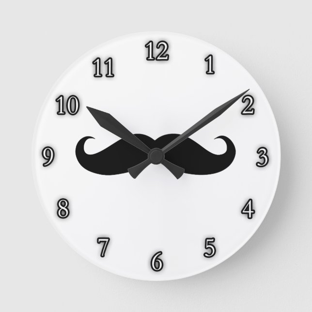 Mustache Disguise Funny Round Clock (Front)