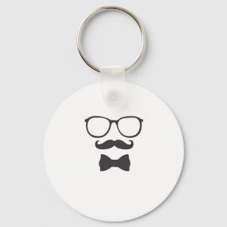 Mustache Hipster Bowtie Glasses Key Ring