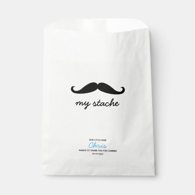 Mustache My Stache first birthday party Favour Bags (Front)