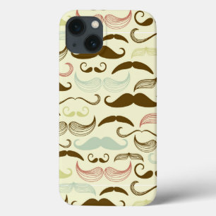 Mustache pattern, retro style 4 iPhone 13 case