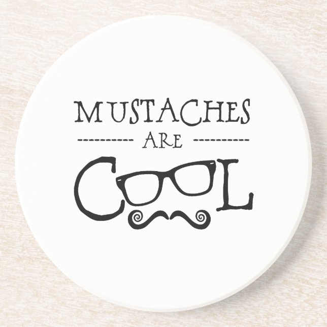 Mustaches Cool Glasses Coaster (Front)