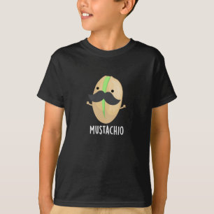 Mustachio Funny Pistachio Moustache Pun Dark BG T-Shirt
