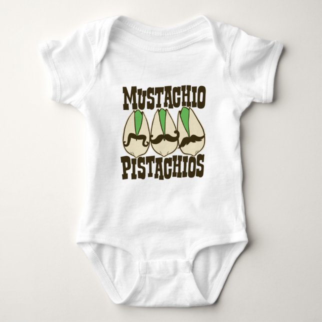 Mustachio Pistachios Baby Bodysuit (Front)