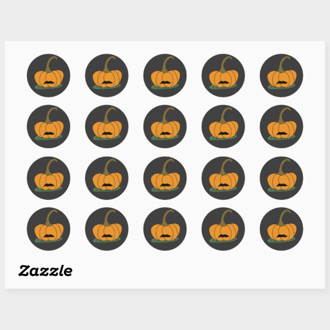 Mustachio Pumpkin Magnet Classic Round Sticker (Sheet)
