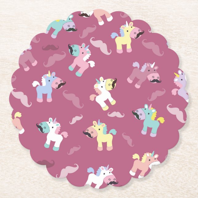 Mustachio Unicornio Paper Coaster (Front)