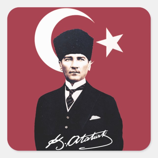 Mustafa Kemal Atatürk Square Sticker (Front)
