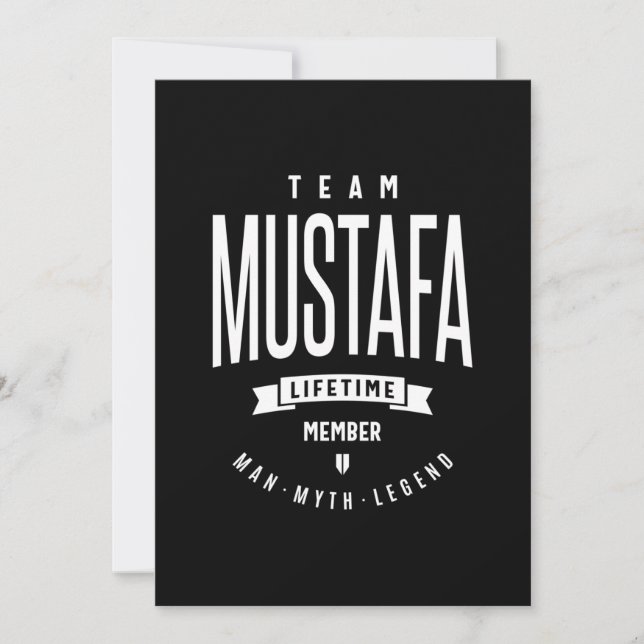 Mustafa Personalised Name Birthday Gift Invitation (Front)
