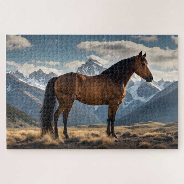 Mustang and Mountains Jigsaw Puzzle (Horizontal)
