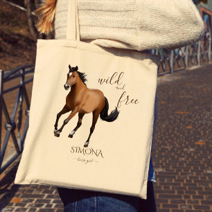 Mustang horse gifts personalised name tote bag