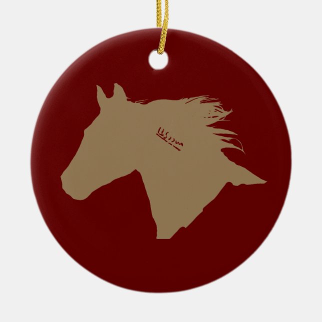 Mustang Horse Head Ceramic Tree Decoration (Front)